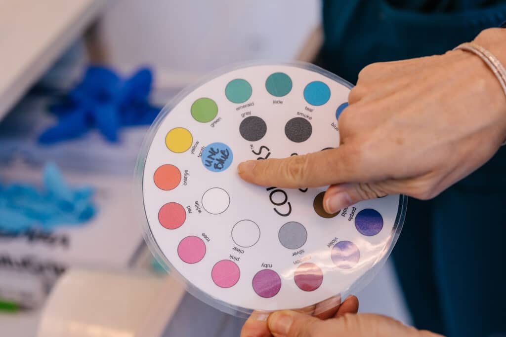 the color wheel used to show patients which color braces they can choose from