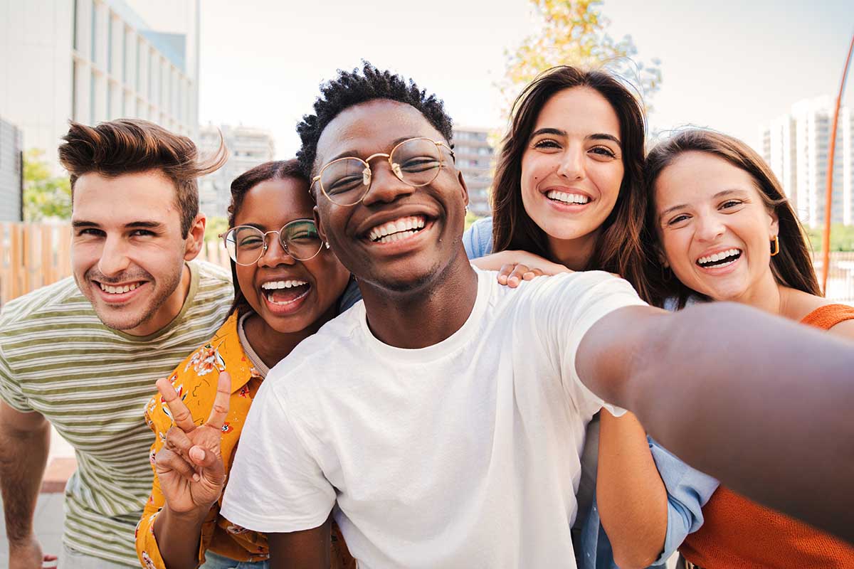 group of teenagers smiling